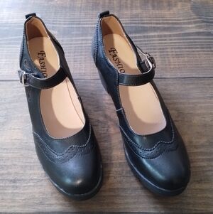 Mary Jane Block Heels Black